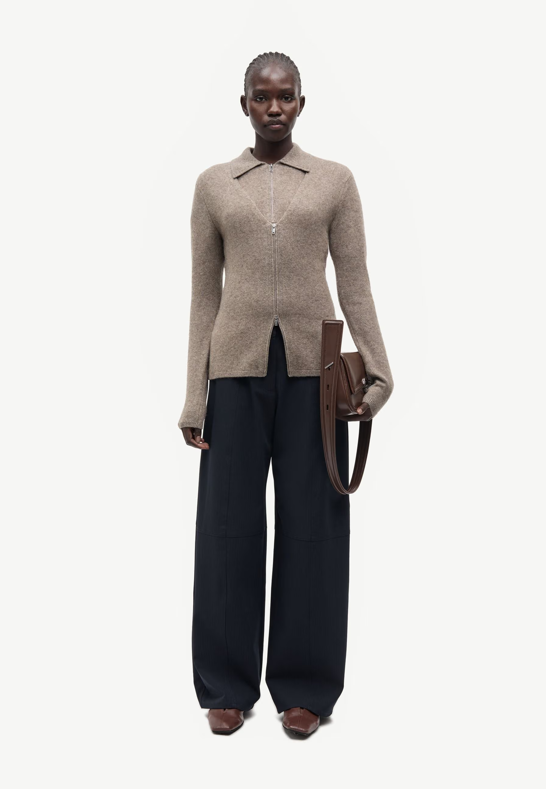Sanelo Zip Cardigan | Lead Gray Melange