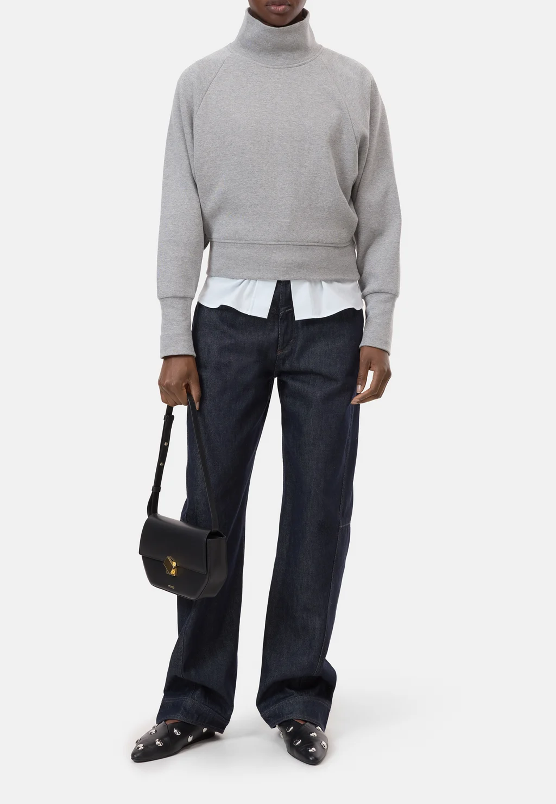 C95383 High Neck Sweatshirt | Light Grey Melange