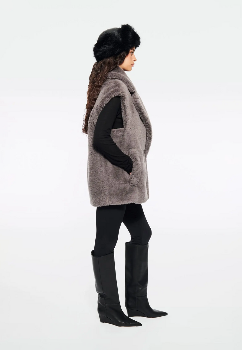 Clary Fake Fur Weste | Grey