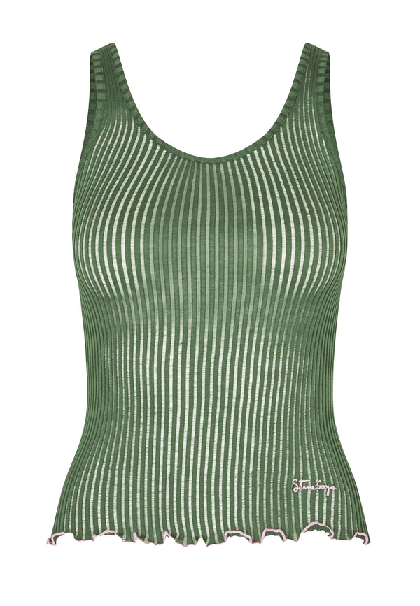 T059-2355 Seamless Tank Top | Dark Green