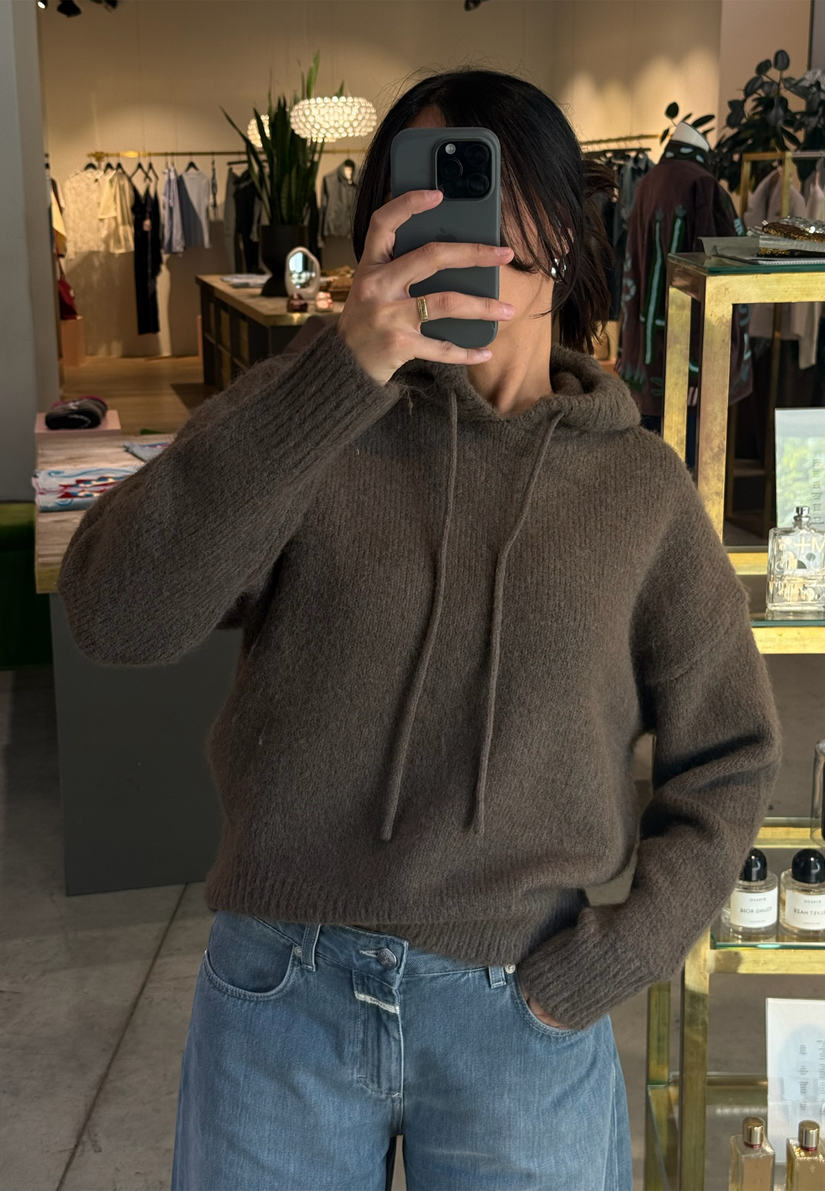 Athena Brushed Hoodie Pullover | Brown Grey