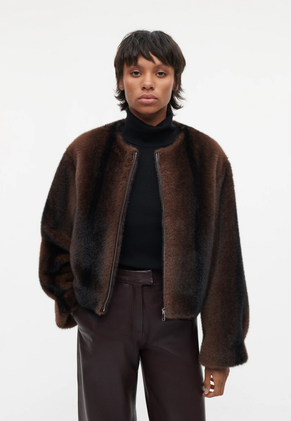 Celeste Fake Fur Bomberjacke | Dark Brown Mink