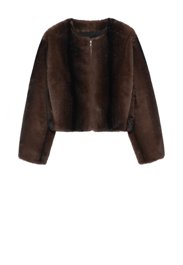 Celeste Fake Fur Bomberjacke | Dark Brown Mink