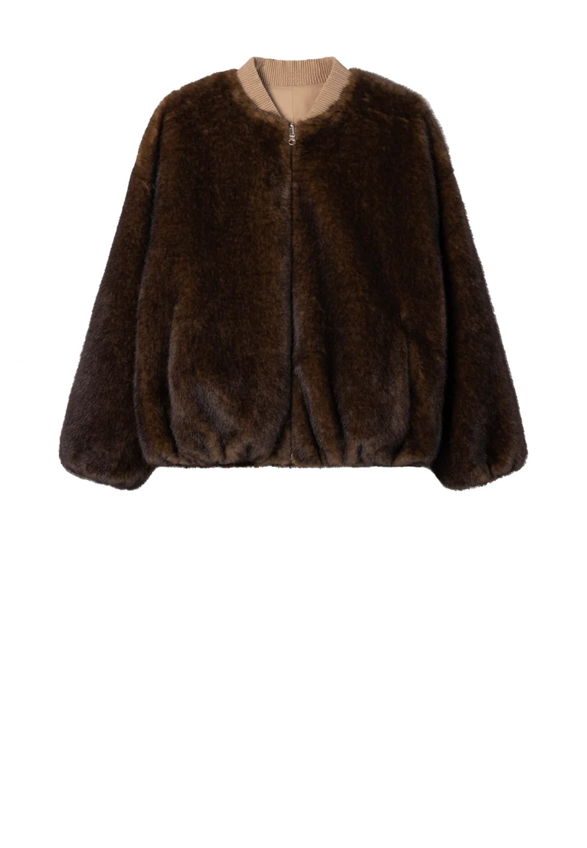 Etta Faux Fur Bomberjacke | Choco Mink