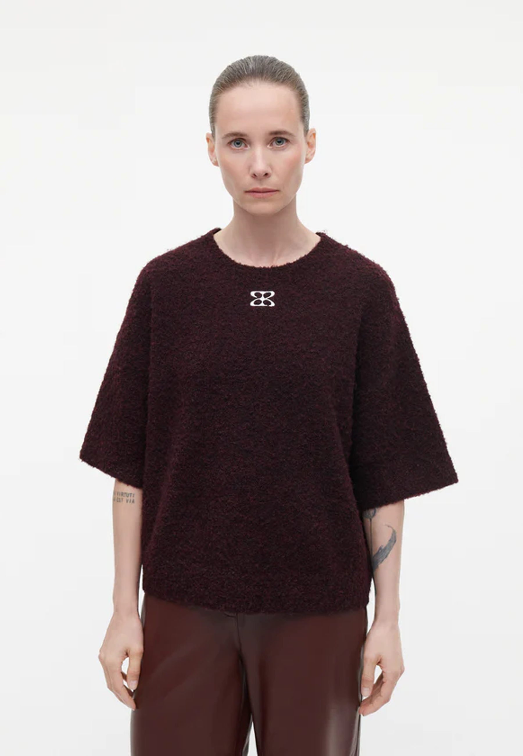 Jessica Boucle Strick T-Shirt | Omni Red