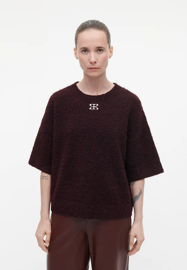Jessica Boucle Strick T-Shirt | Omni Red