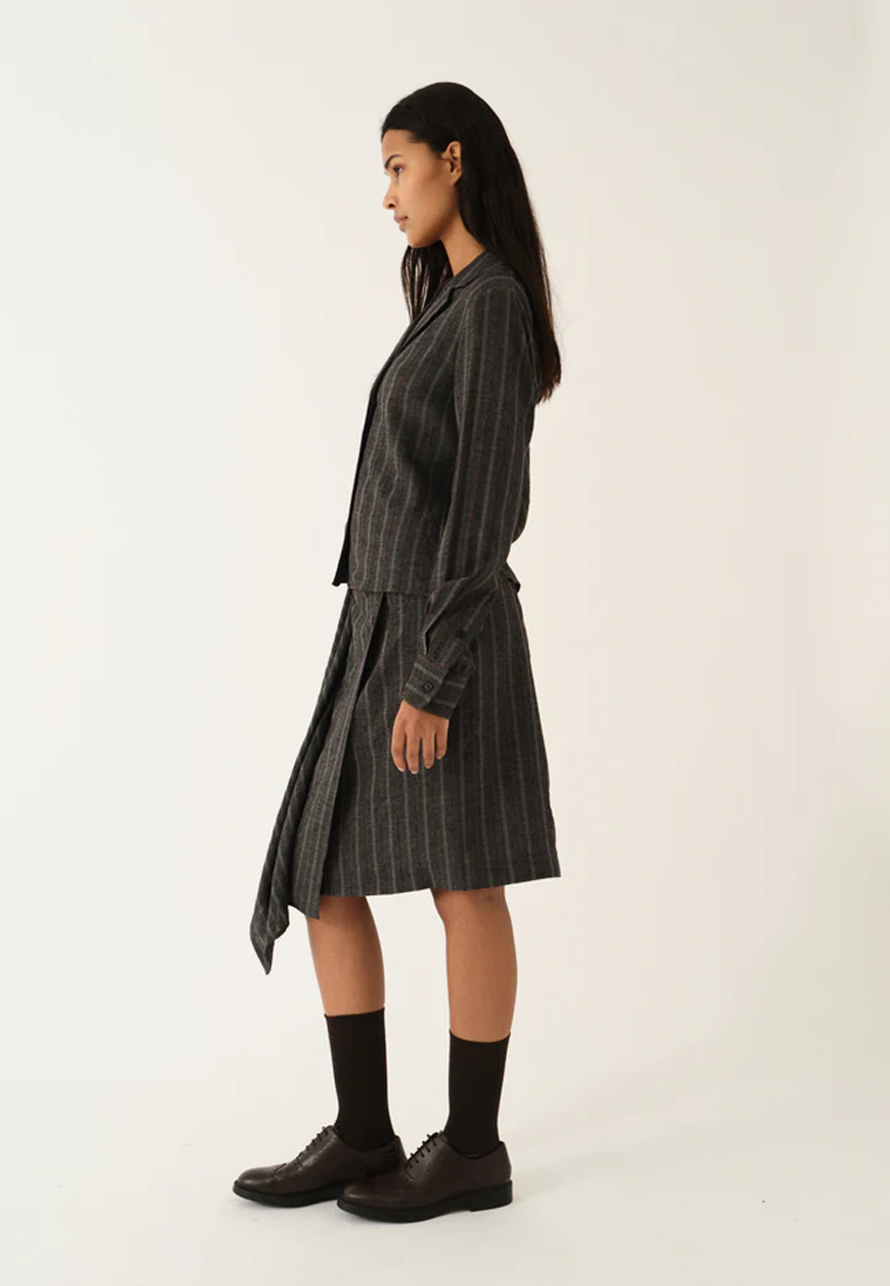Cheval Bluse | Grey Melange Brown