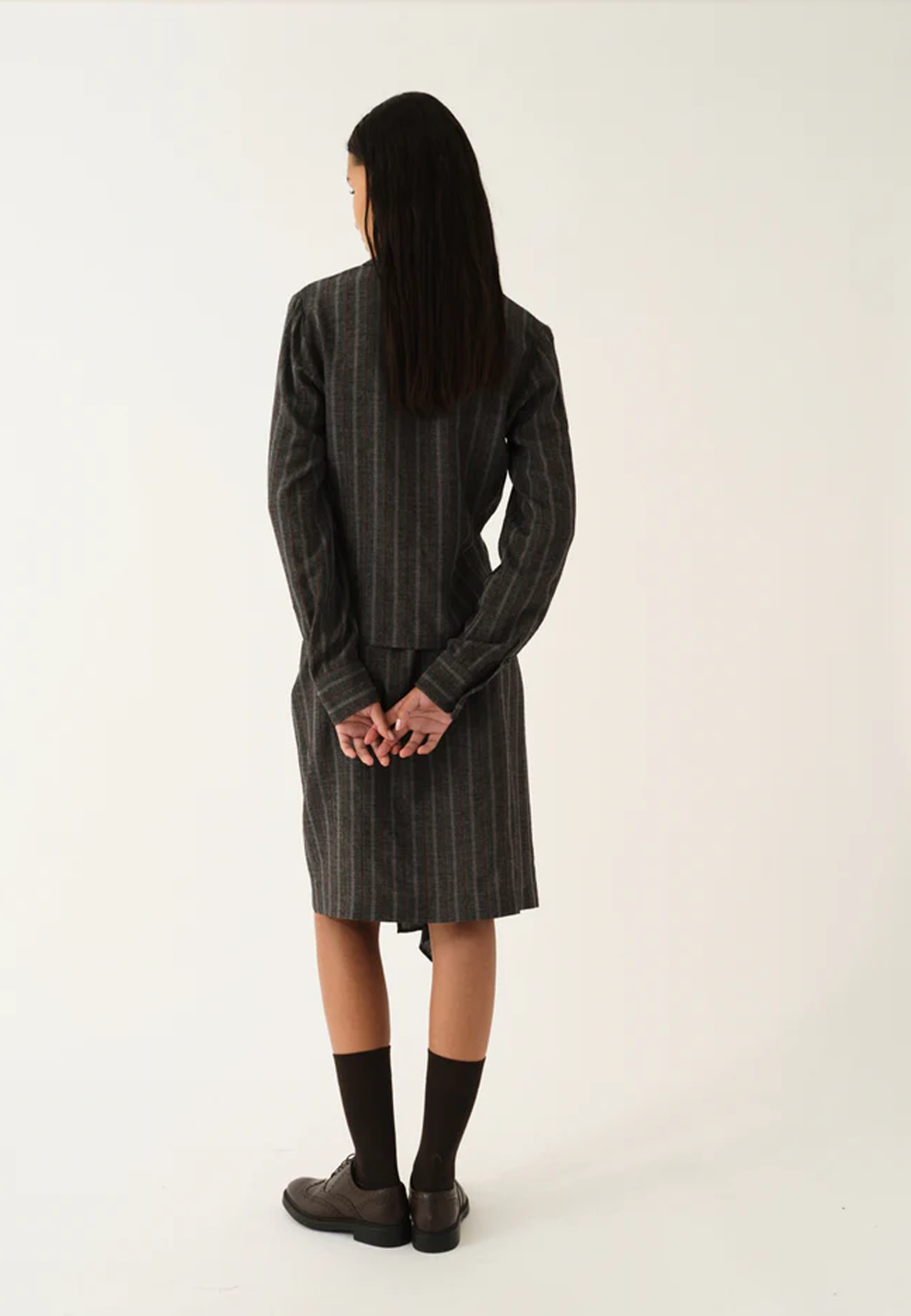 Cheval Bluse | Grey Melange Brown