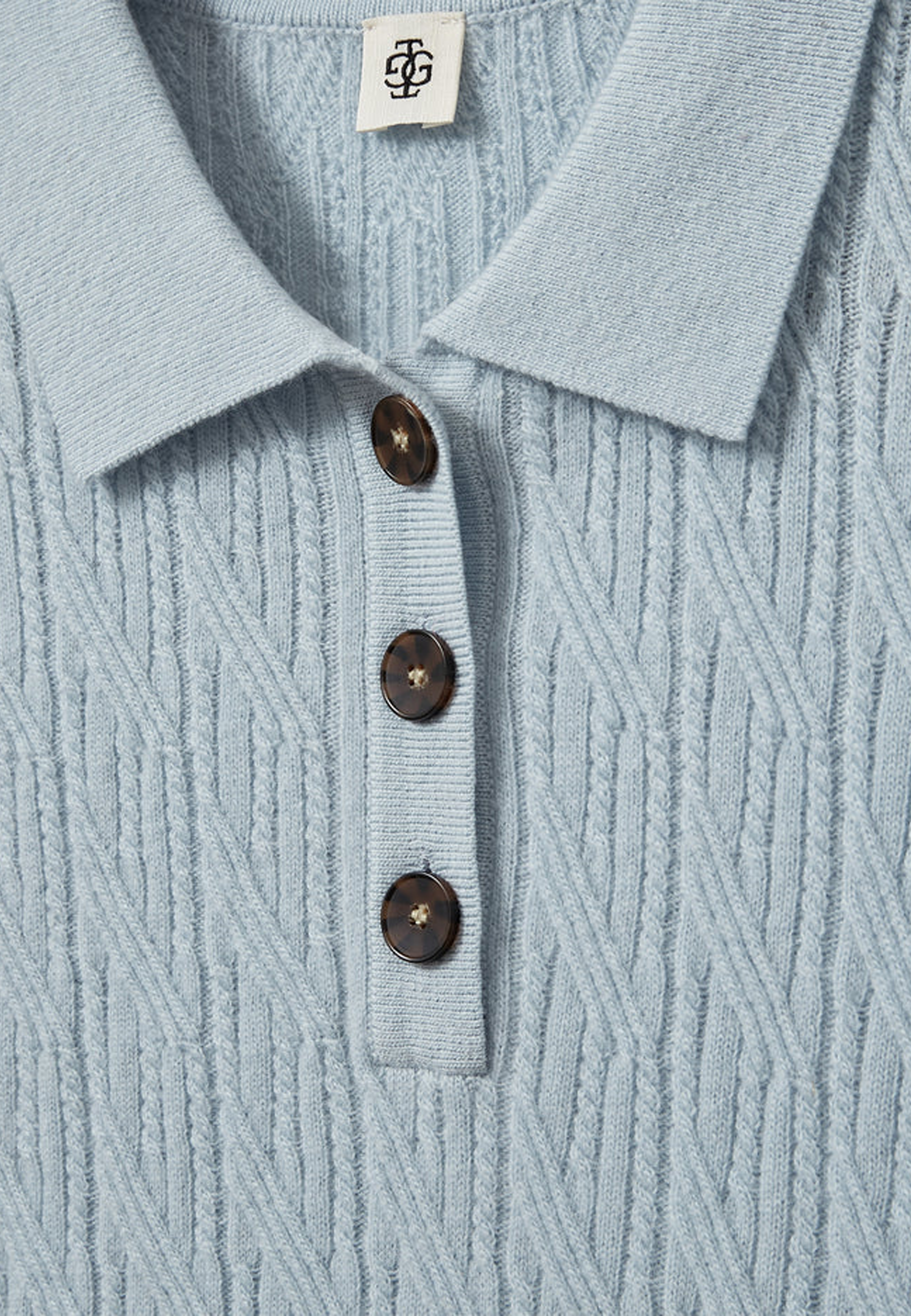 Como Cable Mini Polo T-Shirt | Light Blue