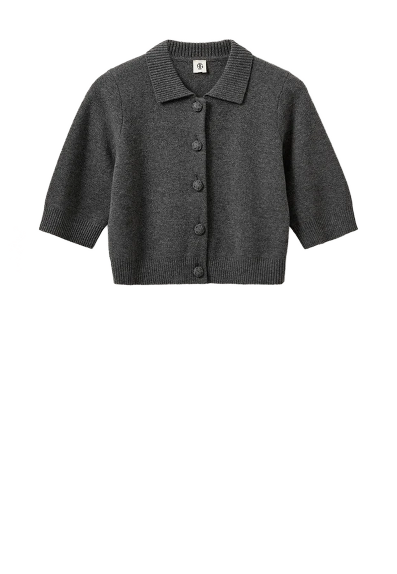 Como Kurzarm Cardigan | Grey Melange