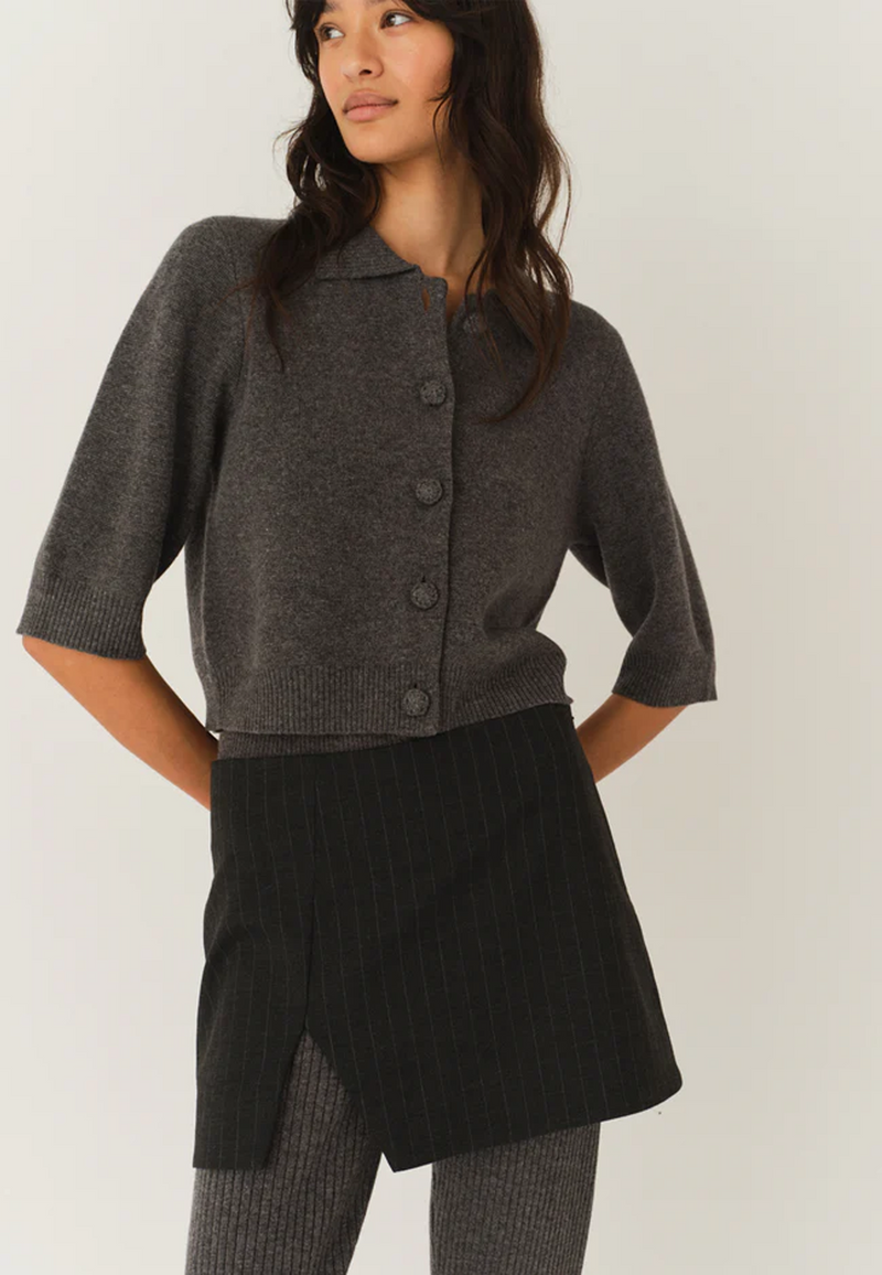 Como Kurzarm Cardigan | Grey Melange