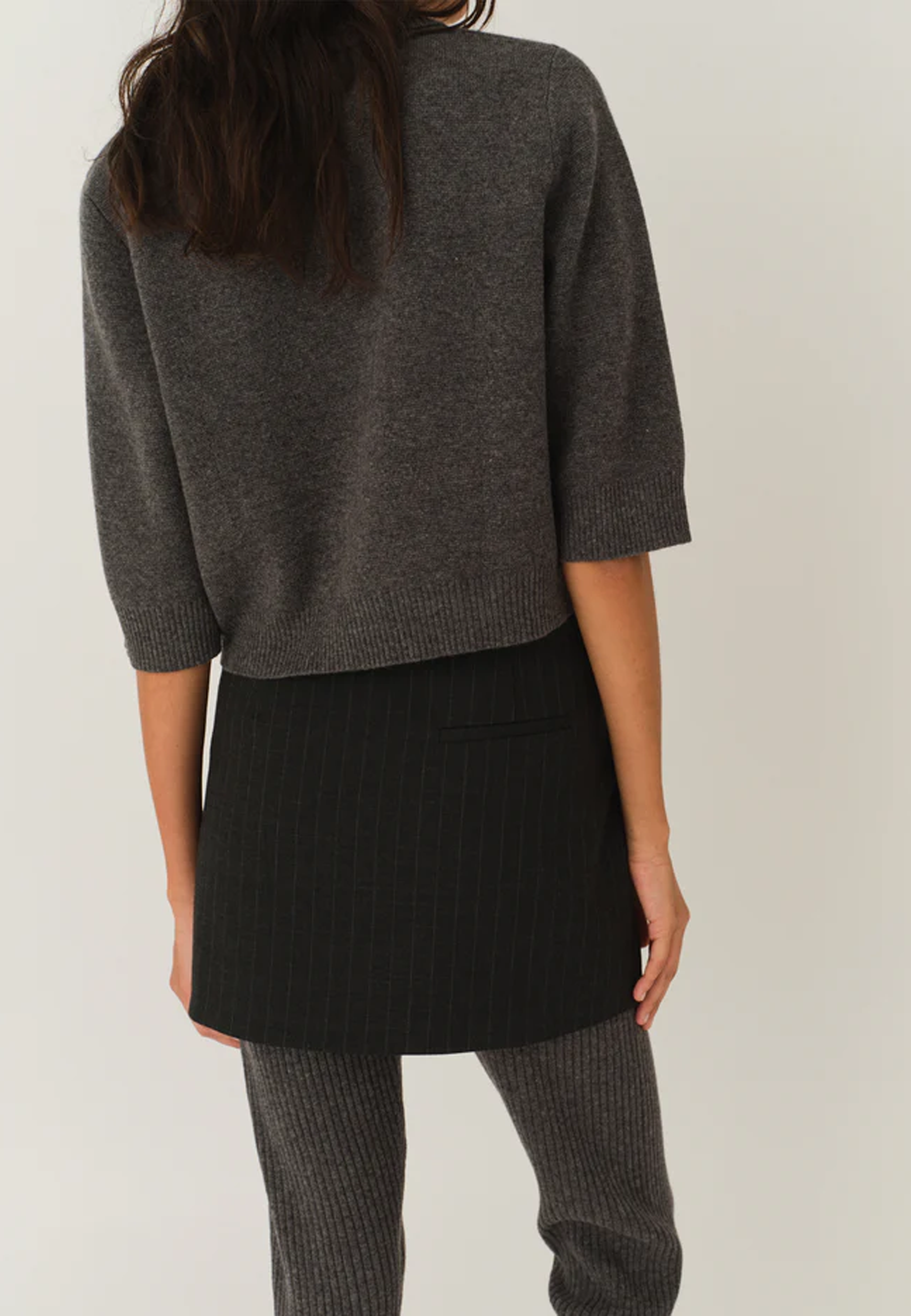 Como Short Sleeve Cardigan | Grey Melange