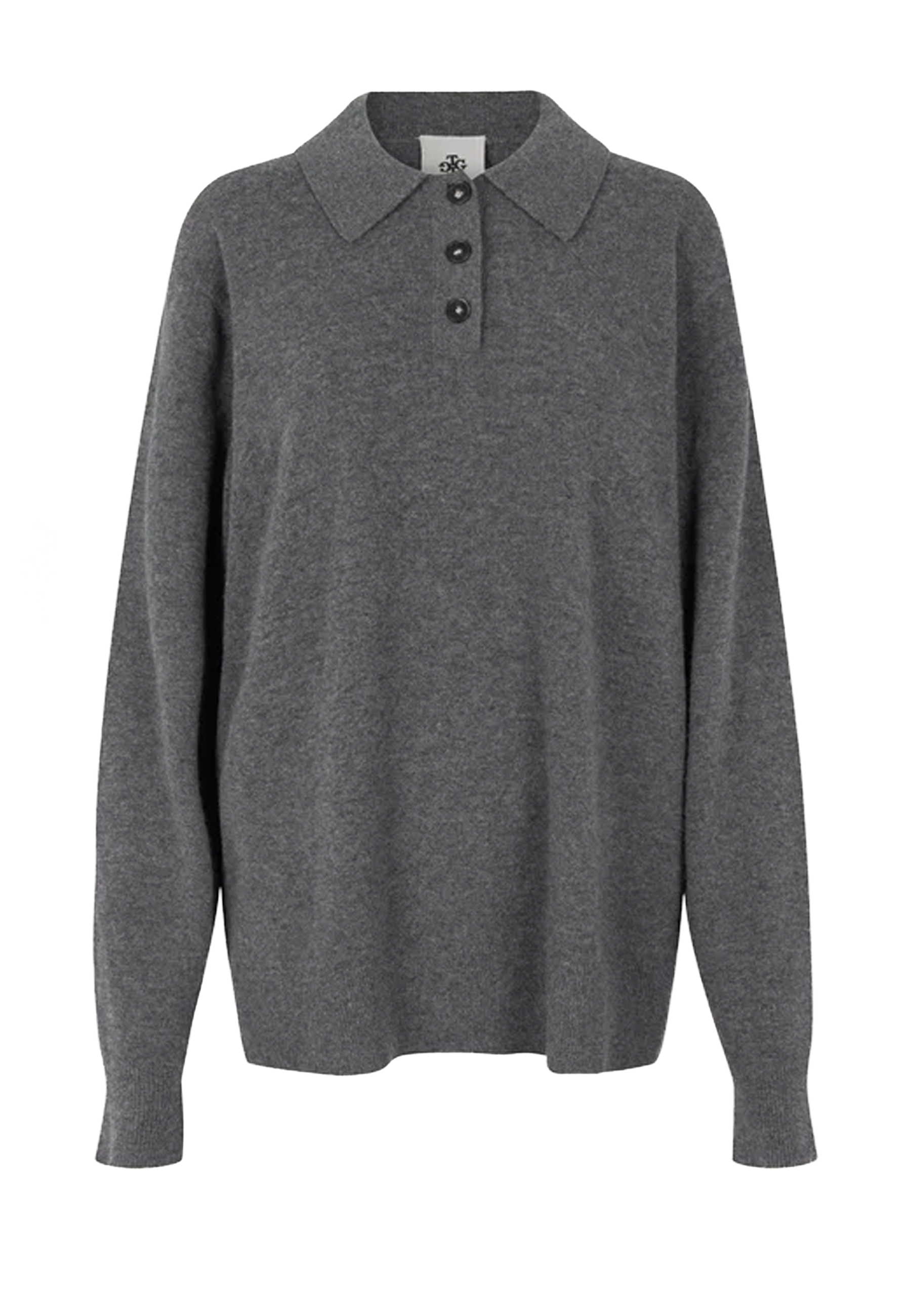Como strik poloshirt | Grå melange