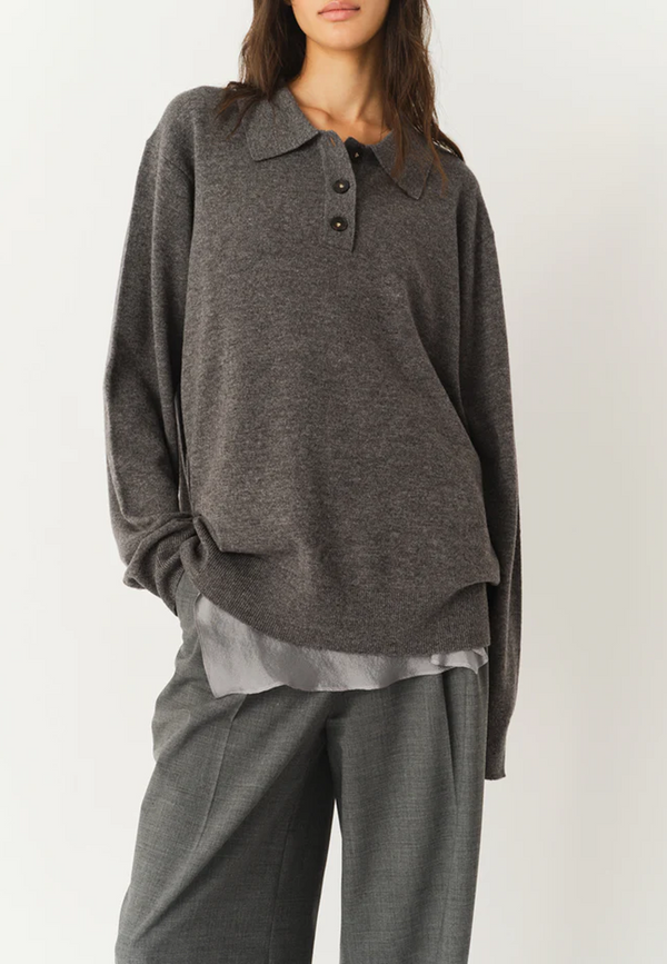 Como Strick Polo-Shirt | Grey Melange