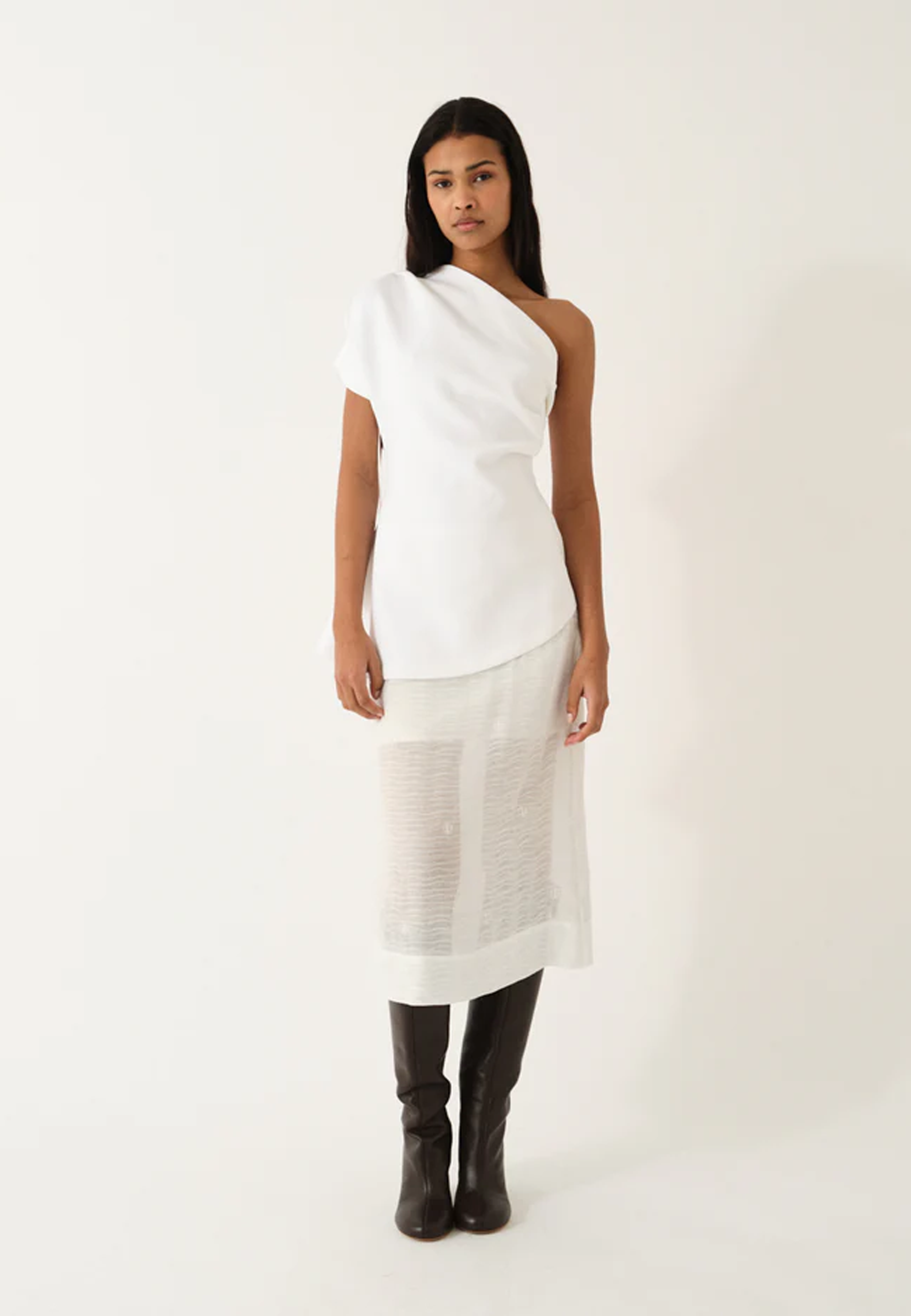 Glam Asymmetric T-Shirt | Cream