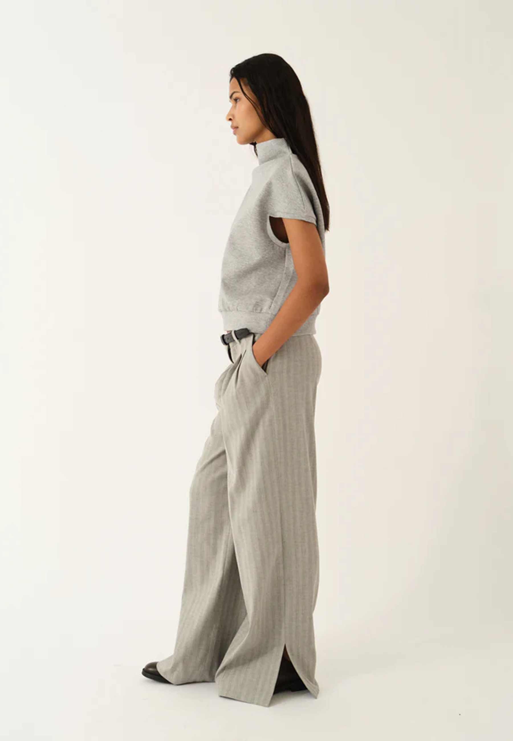 Glam Sweat T-Shirt | Grey Melange