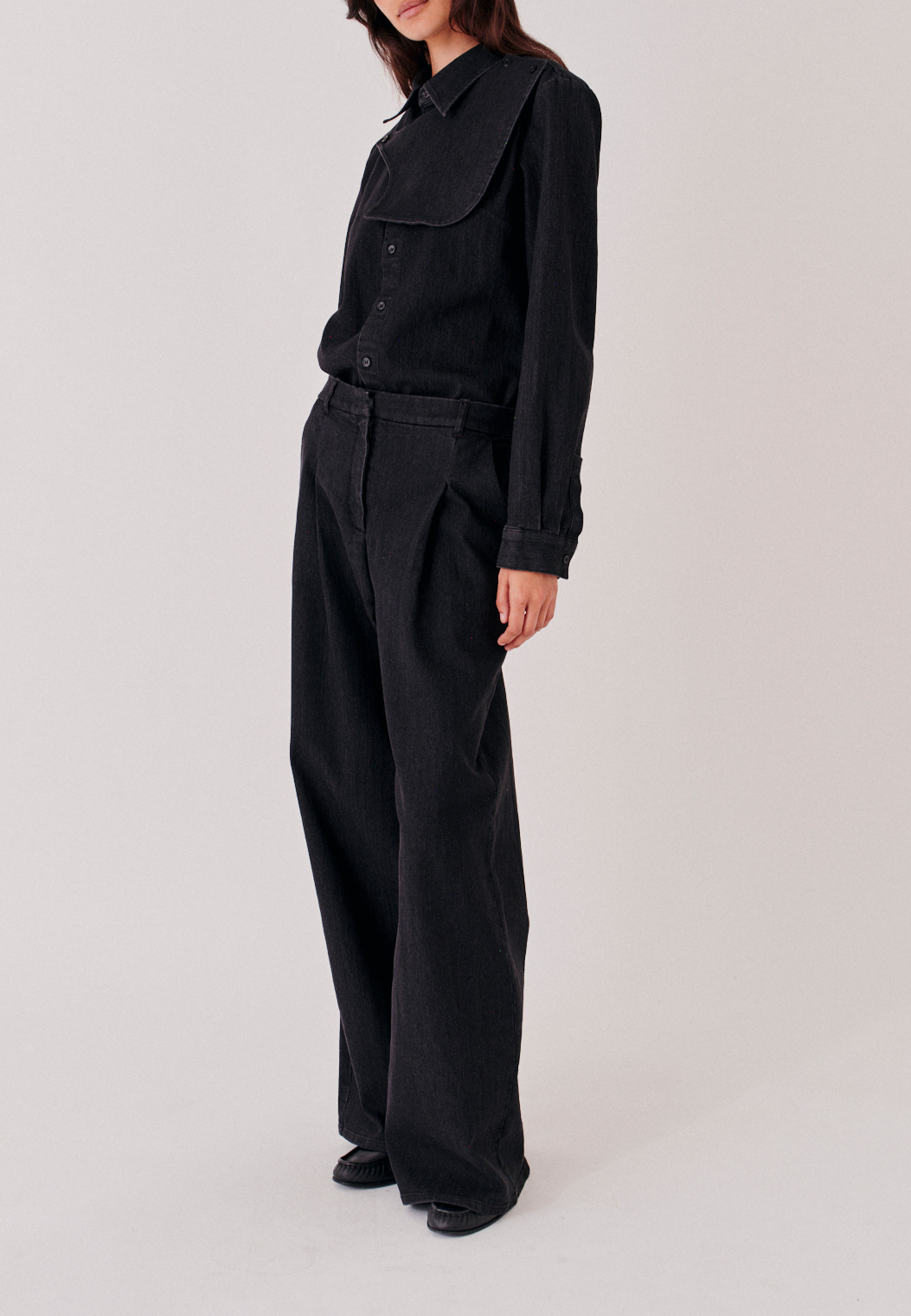 Merci Anagram Wide Leg Fit Jeans | Black denim