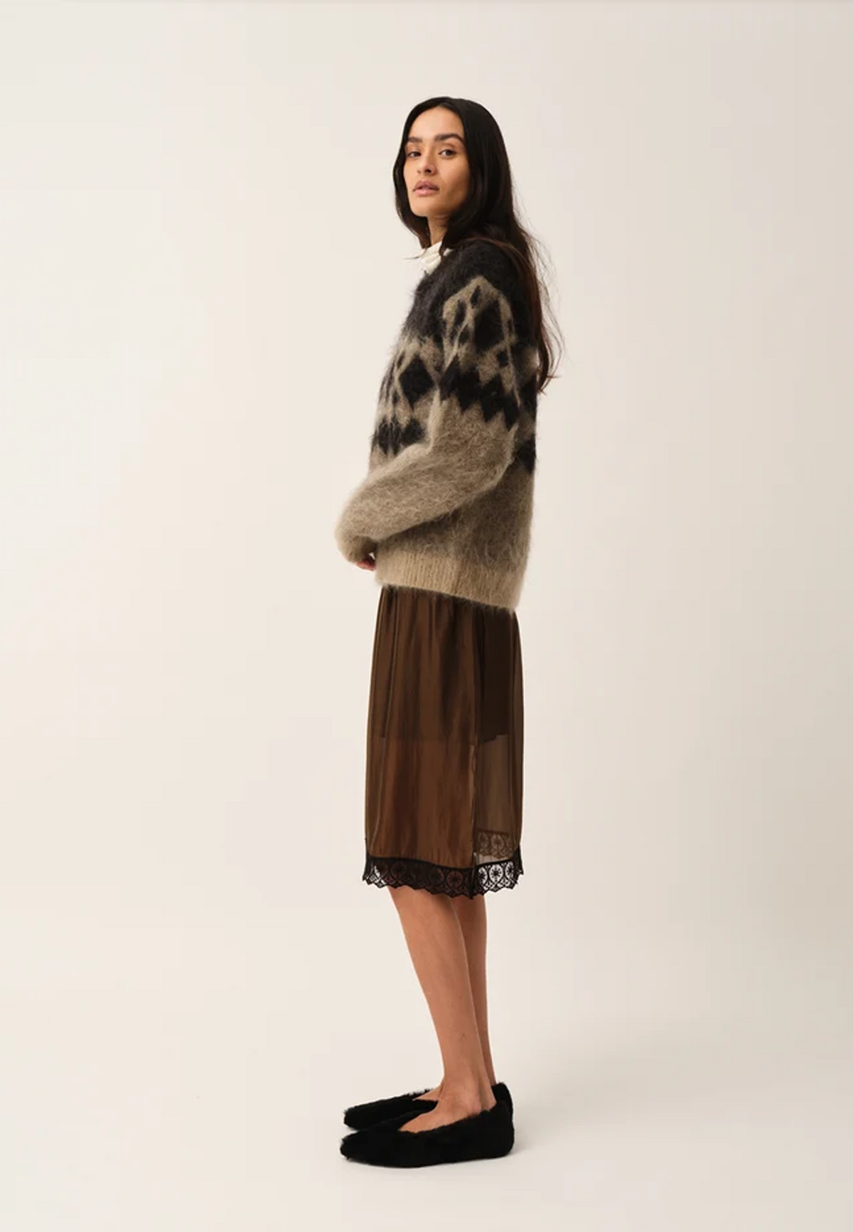 Roma Argyle Knit Pullover | Raw Black Artwork