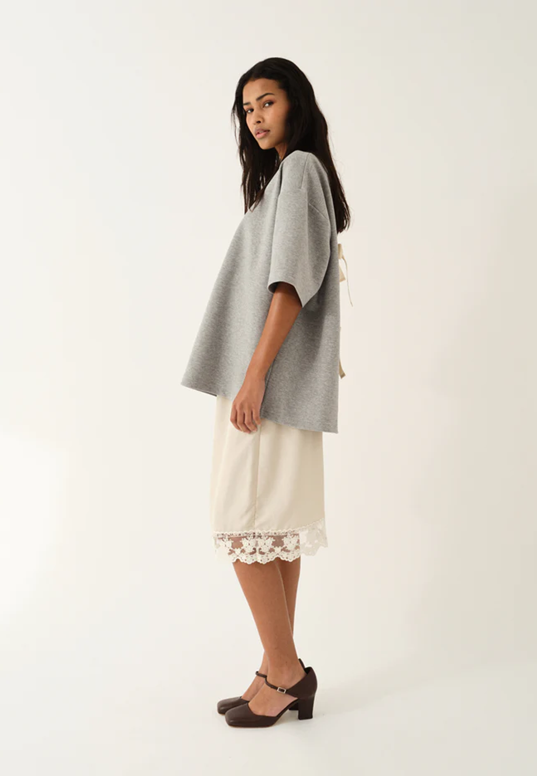 TG Bow Tee | Grey Melange