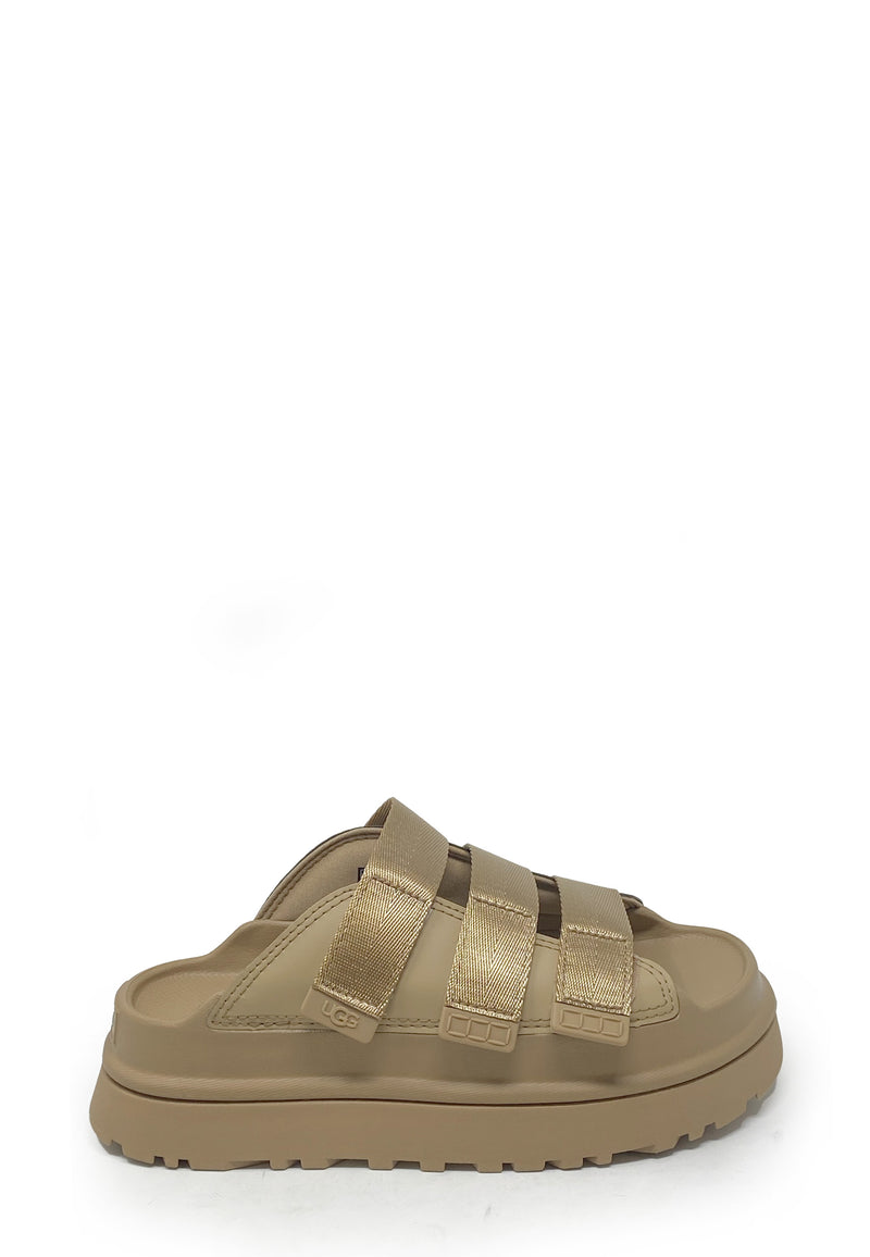 Golden Glow Slide Mules | Dark sand