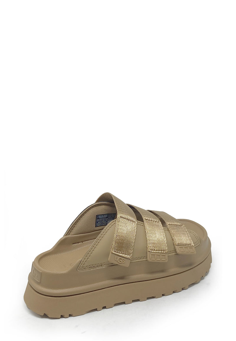 Golden Glow Slide Mules | Dark sand