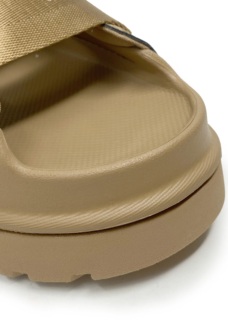 Golden Glow Slide Mules | Dark sand