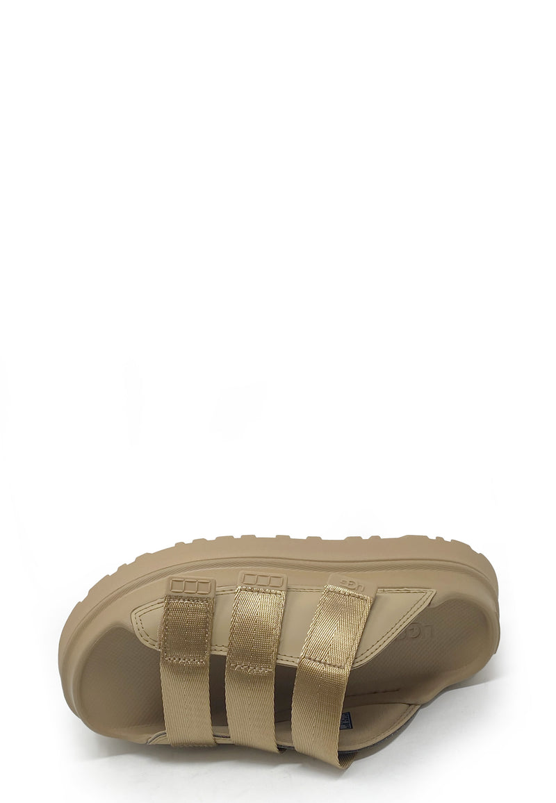Golden Glow Slide Mules | Dark sand