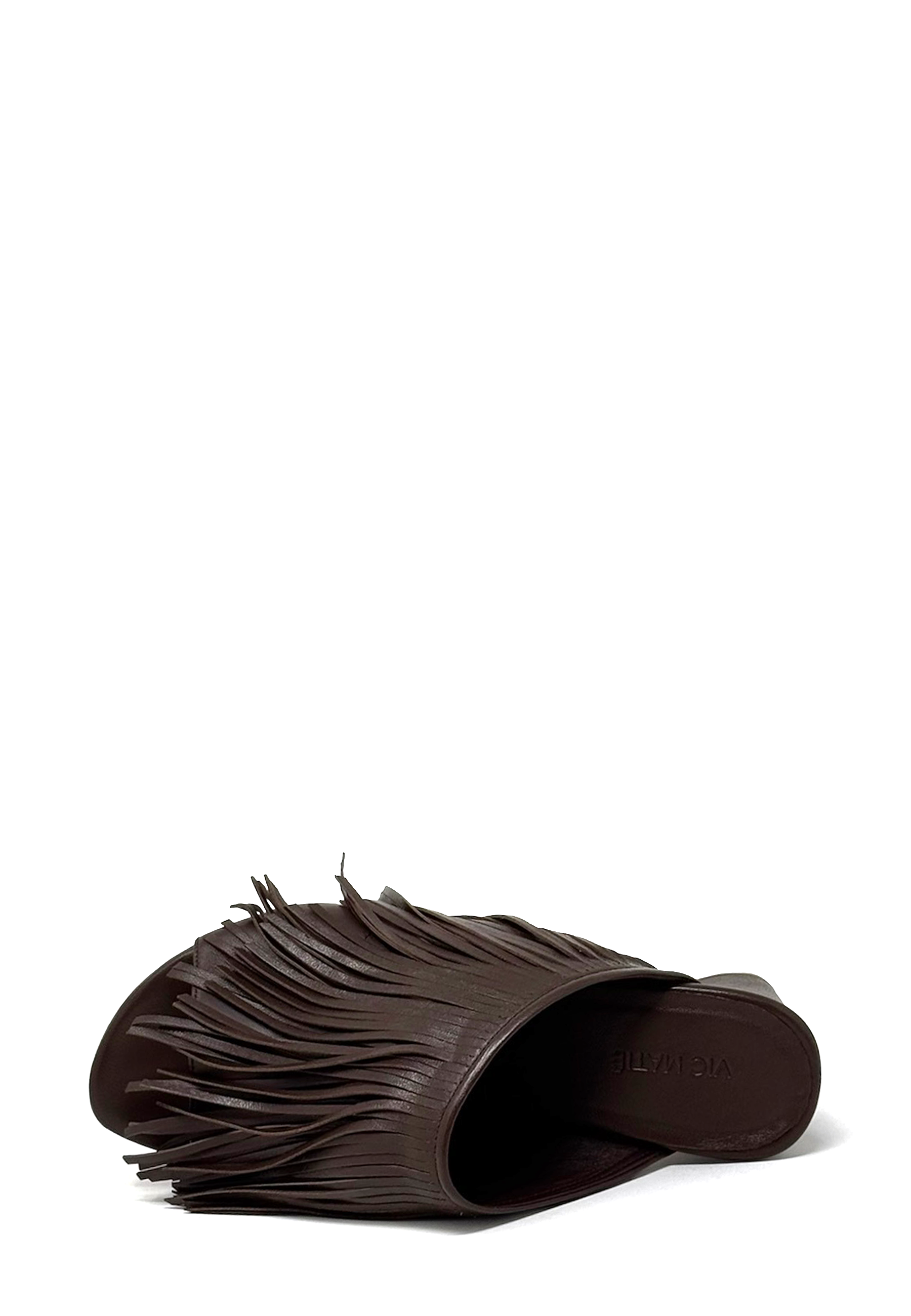 1K5602D Fringed Heel Mule | Brown