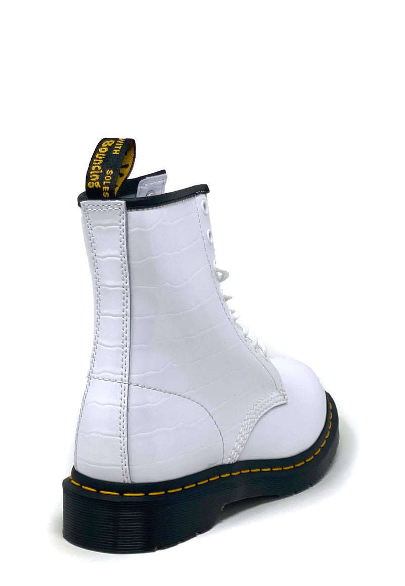 1460 W Patent Lamper Lace Up Boots | White Croc