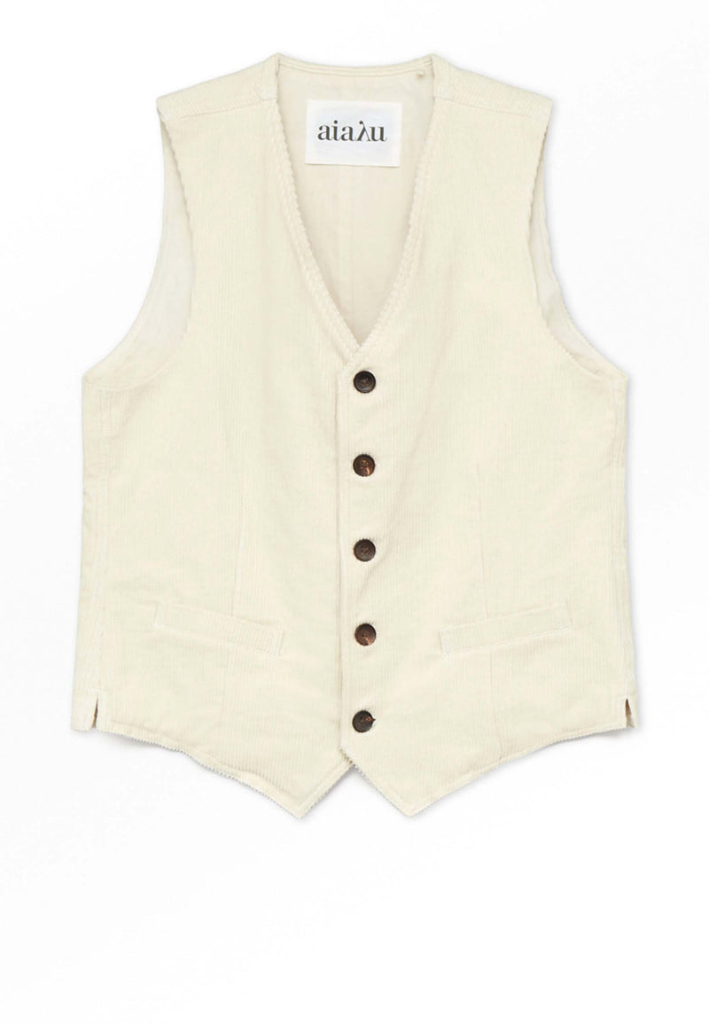Femme Gilet fløjlsvest | Ren ecru