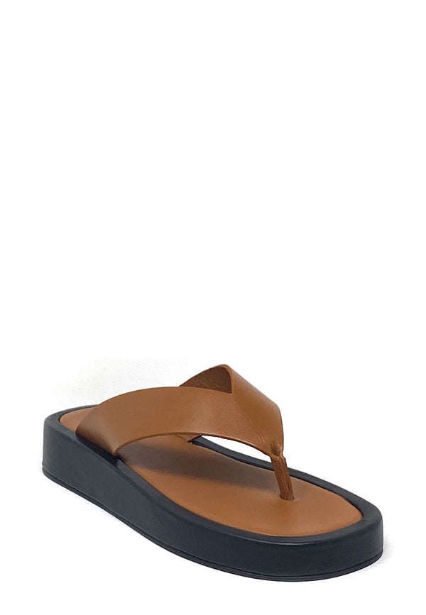Overskyet flip-flop sandal | Tan sort