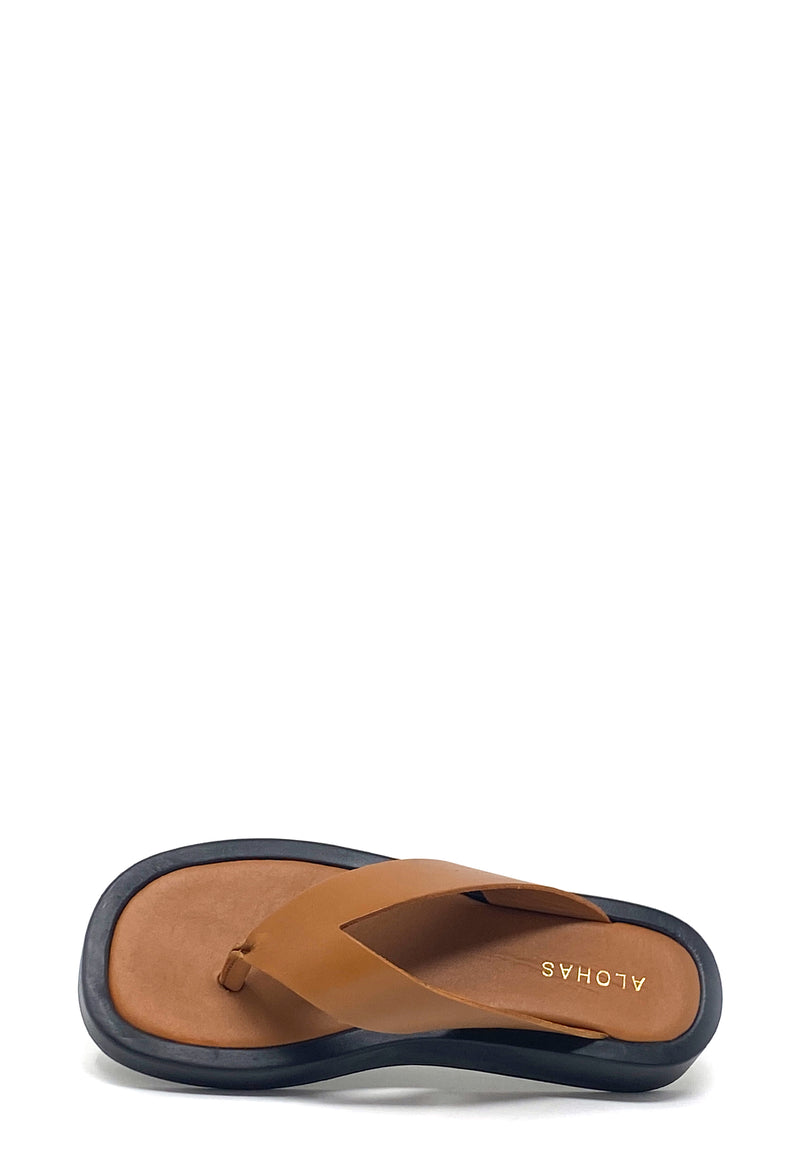 Overskyet flip-flop sandal | Tan sort