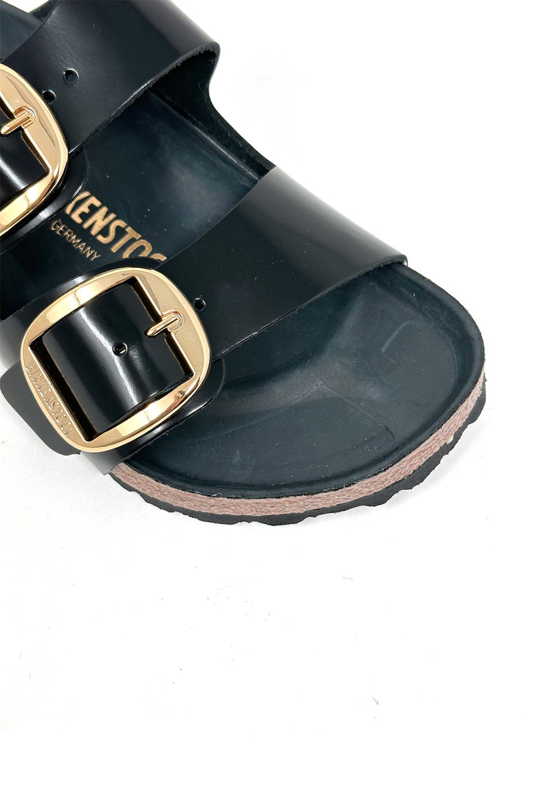 Arizona Big Buckle Mules | High Shine Black