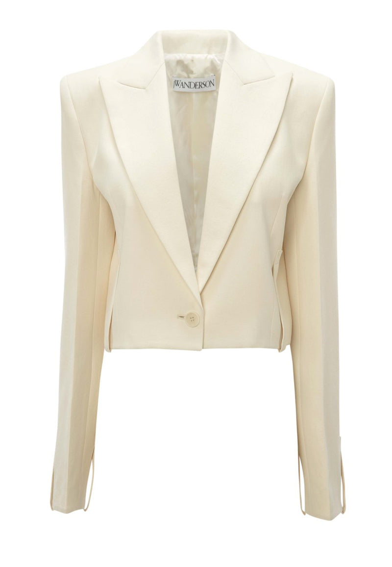 Cropped Tailored Blazer | White