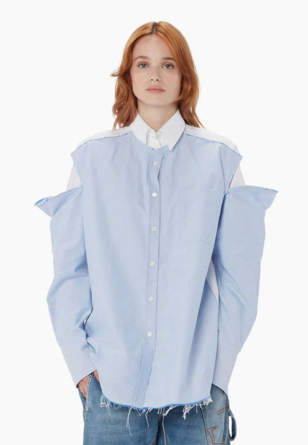 double layer blouse | BlueWhite