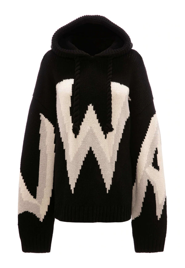 Gothic Logo Chunky Hoodie | Black/Offwhite