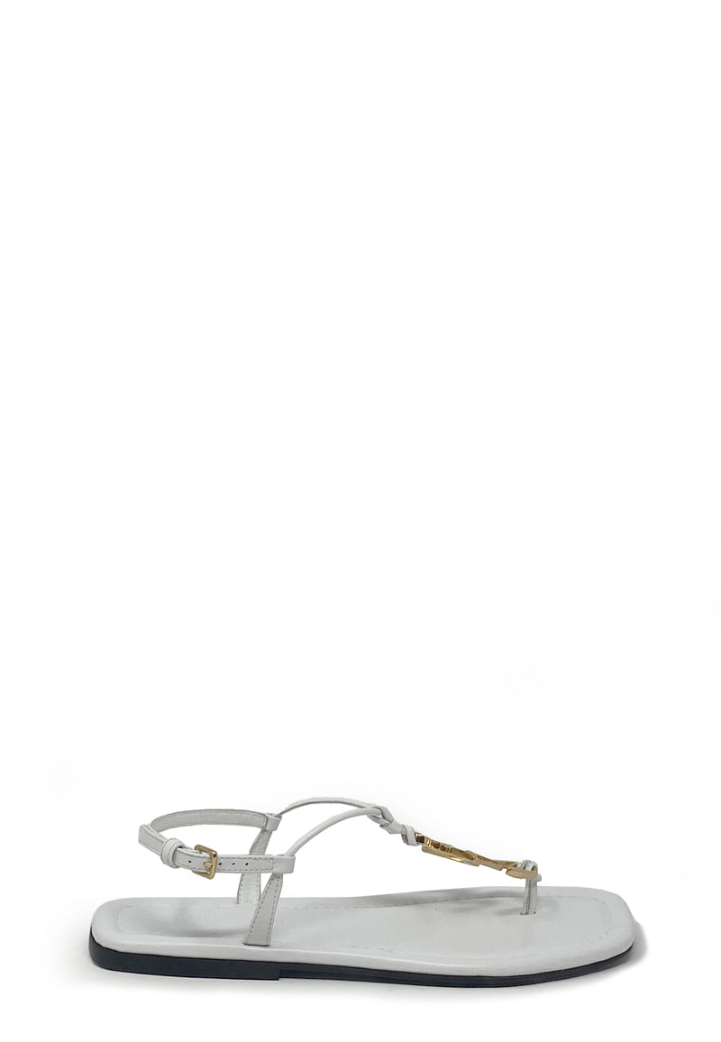 Flad sandal med logo | hvid