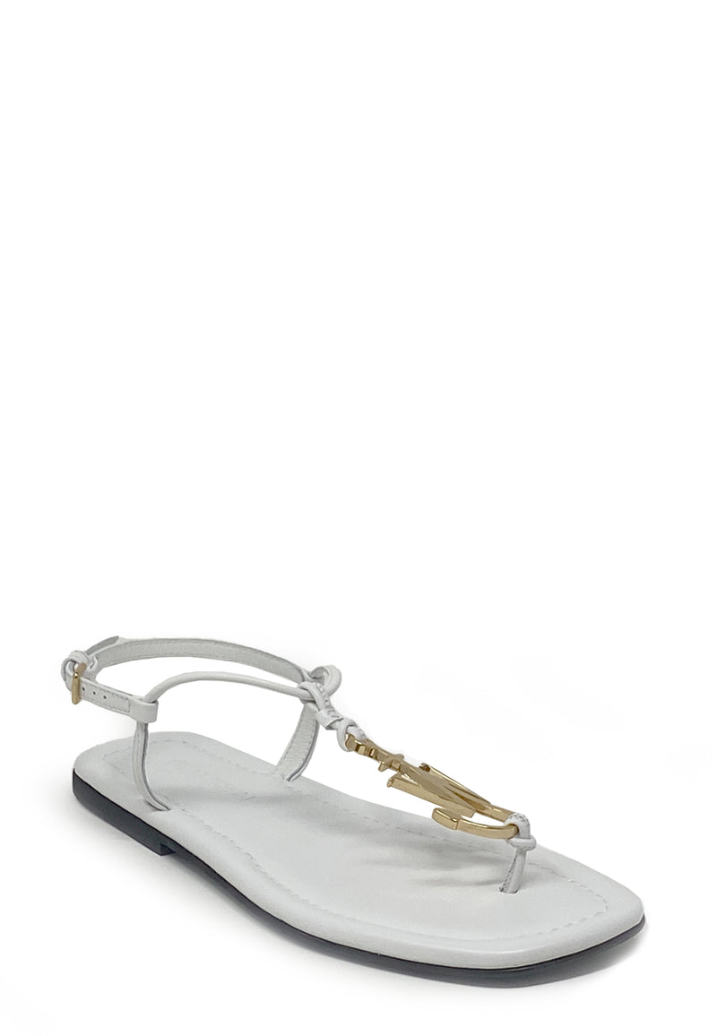 Flad sandal med logo | hvid