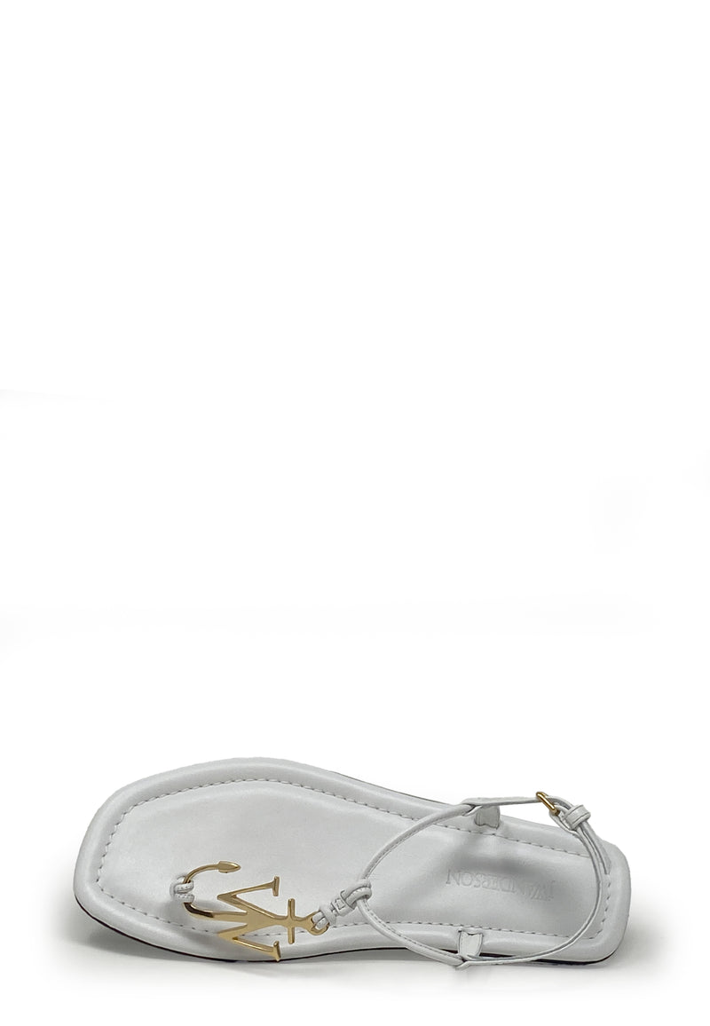Flad sandal med logo | hvid