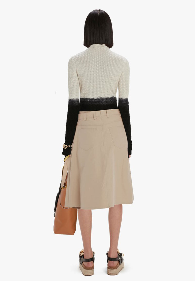 Logo Print A-Line Skirt | beige