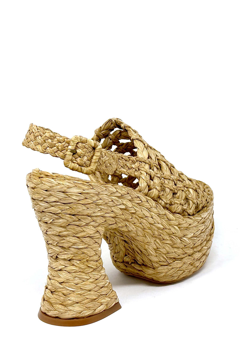 Bruna højhælede sandal | raffia